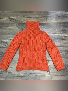 Loro Piana Soft Burnt Orange Cable-Knit Turtleneck Sweater Small